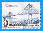 Stamps Spain -  Correo aereo (Puente de Rade sobre la Ria de Vigo Pntevedra )