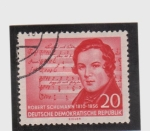 Stamps : Europe : Germany :  Centenario de la muerte de Robert Schumann (notas musicales erróneas)