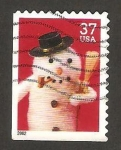 Stamps : America : United_States :  muñeco de nieve con pipa y escoba