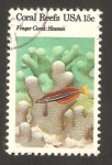 Stamps United States -  arrecifes de coral, de finger en hawaii