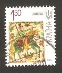 Stamps : Europe : Ukraine :  pintura kakhlia, caballero con espada