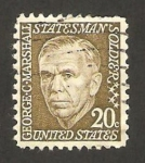 Stamps United States -  george c. marshal, militar, premio nobel de la paz 1953