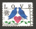 Stamps United States -  love, dos pájaros y un corazón