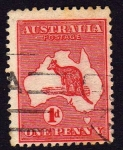 Sellos de Oceania - Australia -  mapa con figura de canguro sobrepuesta
