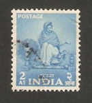Sellos de Asia - India -  58 - una mujer