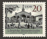 Stamps Germany -  Ferrocarril Leipzig-Dresde 1839 - estación de Leipzig