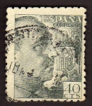 Stamps Spain -  Franco y escudo
