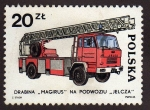 Stamps : Europe : Poland :  Camion de bomberos 