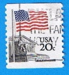 Stamps United States -  Bandera y Edificio