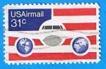 Stamps United States -  Avion y Bandera
