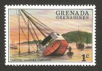 Sellos de America - Granada -  barco en construcción en carriacou