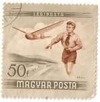 Stamps : Europe : Hungary :  Hungría 1954 Scott C150 Sello Aeromodelismo Avion usado