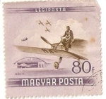 Stamps : Europe : Hungary :  Hungría 1954 Scott C152 Sello Aviones Guerra usado