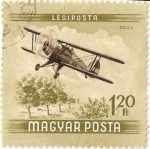 Stamps : Europe : Hungary :  Hungría 1954 Scott C154 Sello Avion Fumigando usado