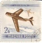 Stamps : Europe : Hungary :  Hungría 1954 Scott C156 Sello Aviones en Vuelo usado