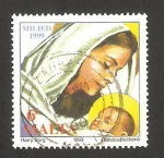 Stamps : Europe : Malta :  Navidad, la virgen y el niño