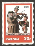 Stamps Rwanda -  homenaje a norman rockwell, escritor