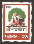 Stamps Rwanda -  homenaje a norman rockwell, escritor