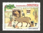 Sellos de America - Dominica -  Navidad 81, trabajando en el almacén