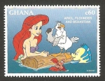 Stamps : Africa : Ghana :  ariel, sebastian y flounder