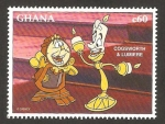 Stamps Ghana -  lumiere y cogsworth