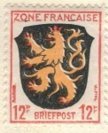 Stamps Germany -  ALEMANIA 1945 Freimarken: Wappen der Lander der franzos. Zone und deutsche Dichter - Pfalz 12