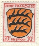 Stamps Germany -  ALEMANIA 1945 Freimarken: Wappen der Lander der franzos. Zone und deutsche Dichter - Wurttemberg 20 
