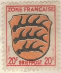 Stamps Germany -  ALEMANIA 1945 Freimarken: Wappen der Lander der franzos. Zone und deutsche Dichter - Wurttemberg 20