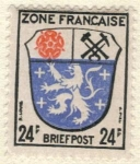 Stamps Germany -  ALEMANIA 1945 Freimarken: Wappen der Lander der franzos. Zone und deutsche Dichter - Saargebiet 24