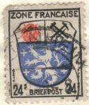 Stamps Germany -  ALEMANIA 1945 Freimarken: Wappen der Lander der franzos. Zone und deutsche Dichter - Saargebiet 24 