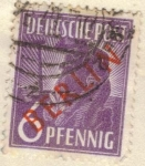 Stamps : Europe : Germany :  ALEMANIA 1948-9 (M21) Berlin impresion en rojo 6