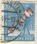 Stamps Germany -  ALEMANIA 1948-9 (M26) Berlin impresion en rojo 20