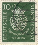 Sellos del Mundo : Europa : Alemania : ALEMANIA 1950 (M121) Bundesrepublik 2ºaniv Bach 10+2