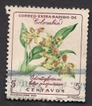 Stamps Colombia -  FLORES: Odontoglossum luteo purpureum