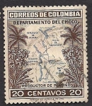 Stamps : America : Colombia :  PLANTAS TROPICALES Y MAPA DE CHOCO.