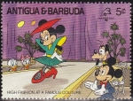 Stamps Antigua and Barbuda -  Antigua & Barbuda 1989 Scott 1211 Sello ** Walt Disney Michey Fashion Alta Costura Paris 5c Philexfr
