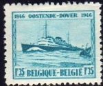 Stamps : Europe : Belgium :  Belgica 1946 Scott 368 Sello Nuevo * Barco M. S. Prince Baudouin Ostende Belgique 