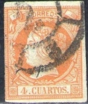 Sellos del Mundo : Europe : Spain : ESPAÑA 1860-1 52 Sello Isabel II 4cu Usado Espana Spain Espagne Spagna 