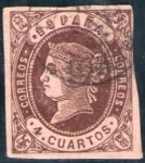 Stamps Europe - Spain -  ESPAÑA 1862 58 Sello Isabel II Tipo II 4cu usado Espana Spain Espagne Spagna 