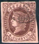 Stamps Spain -  ESPAÑA 1862 58 Sello Isabel II Tipo II 4cu usado Espana Spain Espagne Spagna 