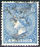 Stamps Spain -  ESPAÑA 1866 81 Sello Isabel II 4 cu Usado Espana Spain Espagne Spagna 