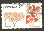Sellos del Mundo : America : Barbados : conservación del medio ambiente, arboles y flores, delonix regia