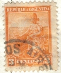 Stamps America - Argentina -  ARGENTINA 1899 (MT113) Libertad con escudo 3c
