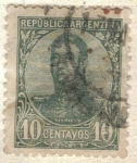 Stamps Argentina -  ARGENTINA 1908 (MT139) San Martin en ovalo 10c