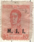 Sellos de America - Argentina -  ARGENTINA 1917 (MT217) San Martin 5c 2