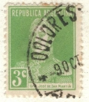 Stamps Argentina -  ARGENTINA 1923 (MT299) San Martin sin punto 3c