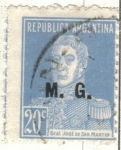 Stamps Argentina -  ARGENTINA 1923 (MT304) San Martin sin punto 20c