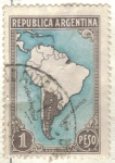 Stamps Argentina -  ARGENTINA 1935 (MT380) Emision definitiva. Proceres y riquezas Nacionales I - Mapa con limites 1p