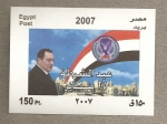 Stamps Egypt -  Presidente Mubarak y bandera