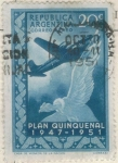 Sellos de America - Argentina -  ARGENTINA 1951 (MT40) Correo Aereo - Plan Quinquenal 20c
